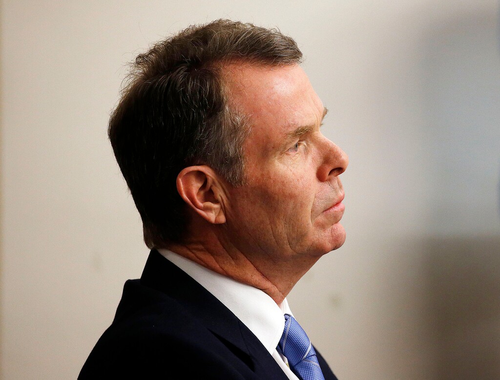 Former Utah Attorney General John Swallow listens during his trial at the Matheson Courthouse in Salt Lake City on Thursday, Feb. 16, 2017.