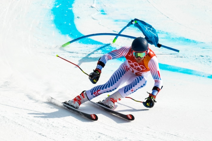 (Chris Detrick  |  The Salt Lake Tribune) Ryan Cochran-Siegle competes in the Men's Giant Slalom Run 2 during the Pyeongchang 2018 Winter Olympics Sunday, Feb. 18, 2018. Cochran-Siegle finished in 11th place with a combined time of 2:20.74.
