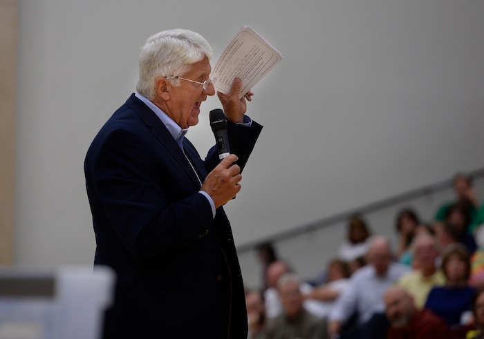 (Scott Sommerdorf   |  The Salt Lake Tribune)   
Congressman Rob Bishop during his town hall meeting held at Layton Christian Academy in Layton, Utah, Friday, August 25, 2017.