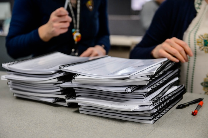 (Trent Nelson | The Salt Lake Tribune) Signed tax referendum petitions at the Salt Lake County Clerk's Office in Salt Lake City on Tuesday, Jan. 21, 2020.