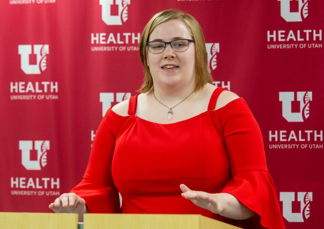 (Rick Egan  |  The Salt Lake Tribune)   Julia Ludlow talks about how her best friend found her, and asked if she was OK,as she was attempting to take her life, during a news conference about suicide prevention, Monday, July 8, 2019.