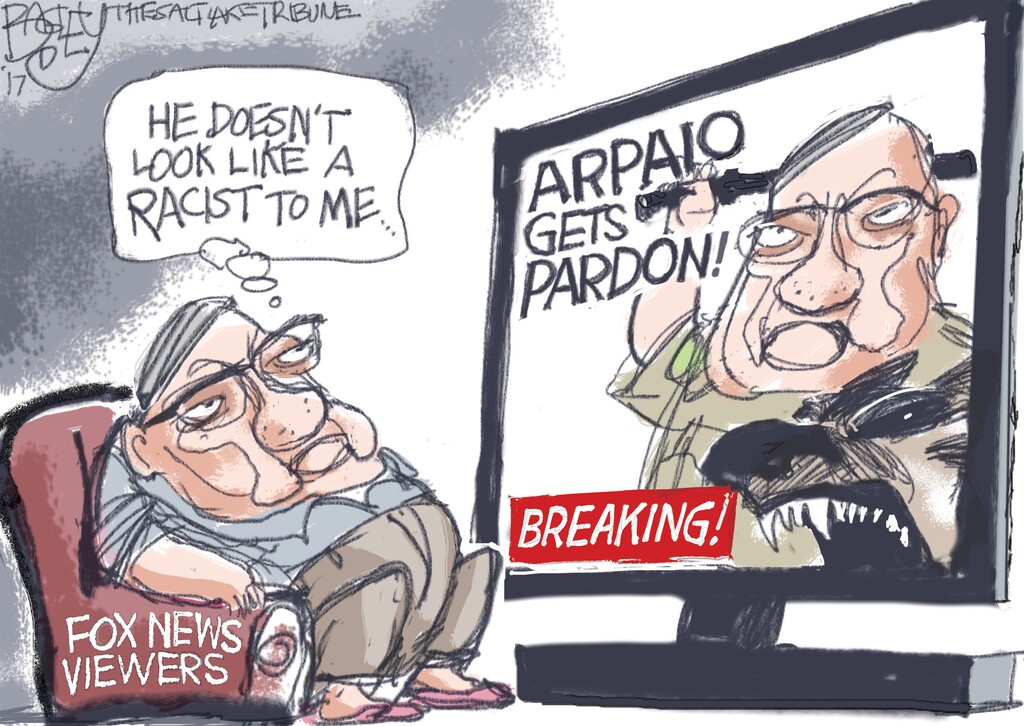 (Pat Bagley | The Salt Lake Tribune) This Pat Bagley cartoon, titled "Arpaio Gets Pardoned," appears in The Salt Lake Tribune on Tuesday, Aug. 29, 2017.