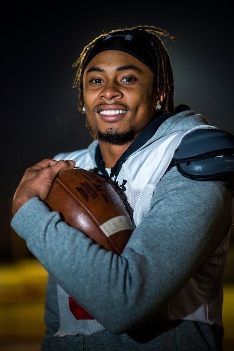 (Chris Detrick  |  The Salt Lake Tribune)  Utah Utes wide receiver Darren Carrington II poses for a portrait at the Spence Eccles Field House Thursday, December 14, 2017.  