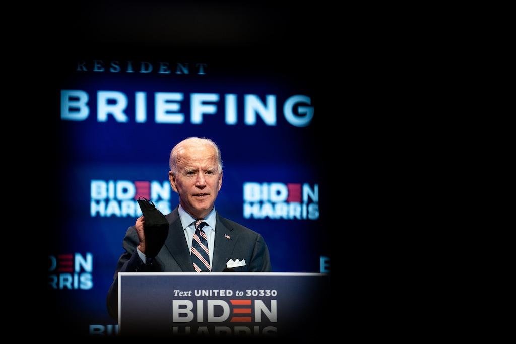 (Erin Schaff | The New York Times)
Joe Biden discusses the response to the coronavirus pandemic at a news conference in Wilmington, Del., Sept. 16, 2020. If you ask whether the Democrats shifted too far left, my answer is: The party has gotten more ideologically diverse, but there is a large, strong center that will keep it in the political mainstream, David Brooks writes.