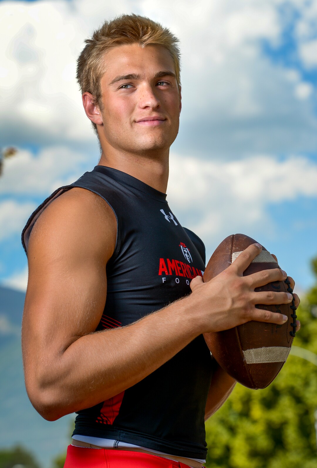 Leah Hogsten  |  The Salt Lake Tribune  American Fork High School football star Chase Roberts has committed to play for Brigham Young University, July 22, 2018.