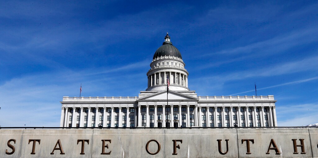 FILE - This March 8, 2018, file photo, shows the exterior of the Utah State Capitol in Salt Lake City. Most of the more than 500 laws passed by the state's Legislature this year go into effect Tuesday, May 8, 2018, 60 days after the end of the short legislative session. The laws are wide-ranging. Some add new protections for runaway teens and people with dangerous partners. Another transforms the state’s transit agency, (AP Photo/Rick Bowmer, file)