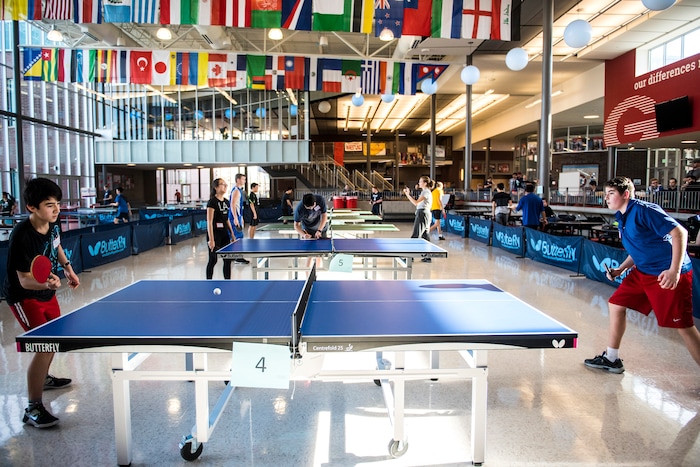 (Chris Detrick  |  The Salt Lake Tribune)  Cottonwood freshman Max Huang, left, and American fork freshman Greydon McMullin compete during the first state-wide Utah High School Table Tennis Tournament at Granger High School Saturday, January 13, 2018.  Organized by math teacher Walter Poelzing and sponsored by Salt Lake City Table Tennis, 46 high school students from all over the state competed. ÒPing Pong is not just a garage game, itÕs a serious sport,Ó said Walter Poelzing, math teacher at Granger High School and organizer of the Invitational. ÒWhen you look internationally, itÕs one of the top sports played around the world, along with soccer. Here in Utah, table tennis is just beginning, but we have a few top national players in our state. WeÕre excited to host this special event; these high school kids are intense, focused and committed to win.Ó

Schools participating include Hillcrest, Brighton, Granger, Skyline, Waterford, Syracuse, Cottonwood, American Fork, Bingham,Taylorsville, Itineris Early College High School and Wasatch.