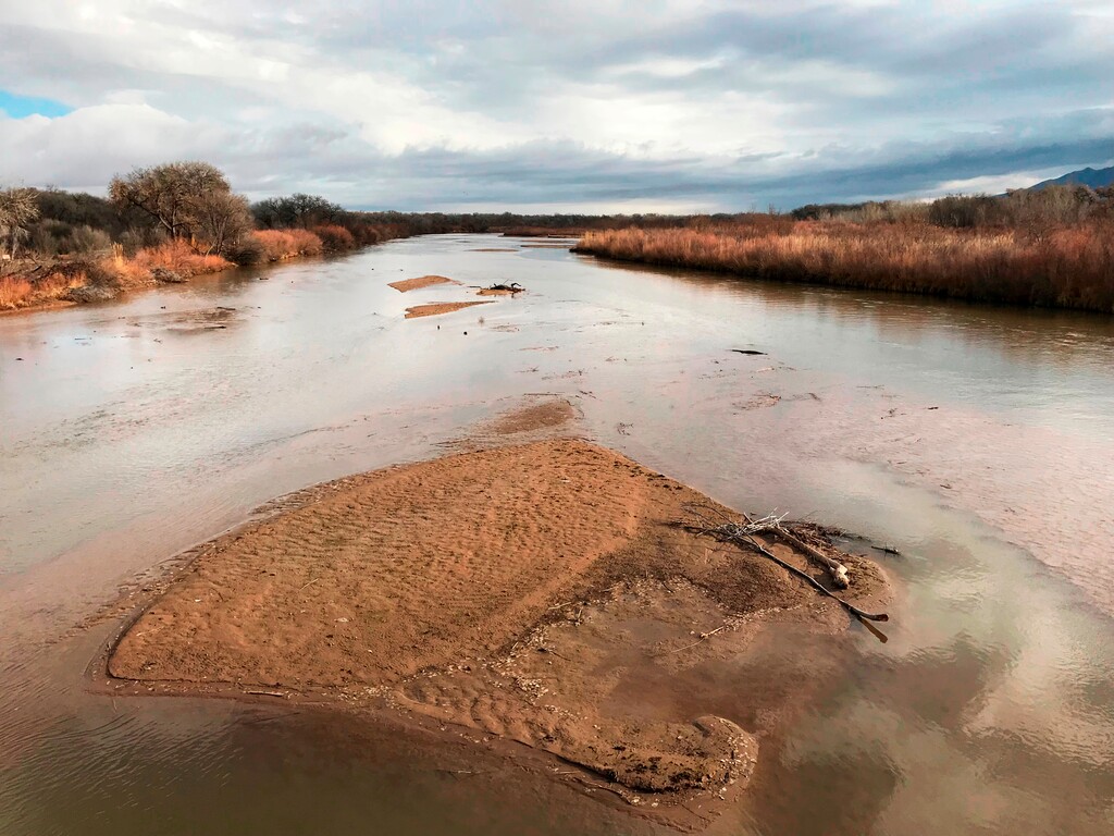(Susan Montoya Bryan  |  AP Photo) In this Feb. 18, 2018, file photo, sandbars fill the Rio Grande north of Albuquerque, N.M. Weather forecasters said sparse rainfall in the U.S. Southern Plains since autumn has caused drought conditions to worsen, especially in the Four Corners region of Colorado, Utah, Arizona and New Mexico. The U.S. Drought Monitor says moderate to extreme drought also persists in parts of Oklahoma and Texas.