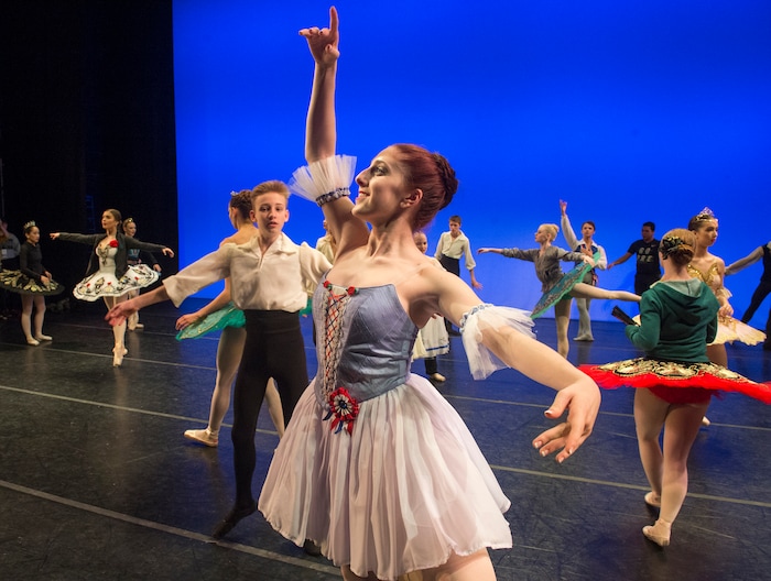 (Rick Egan  |  The Salt Lake Tribune)   Eryn Dotta, 17, practices before her competition, at the 2018 Youth America Grand Prix Regional Semi-Finals at the University of Utah Marriott Center for Dance, Saturday, Feb. 17, 2018.