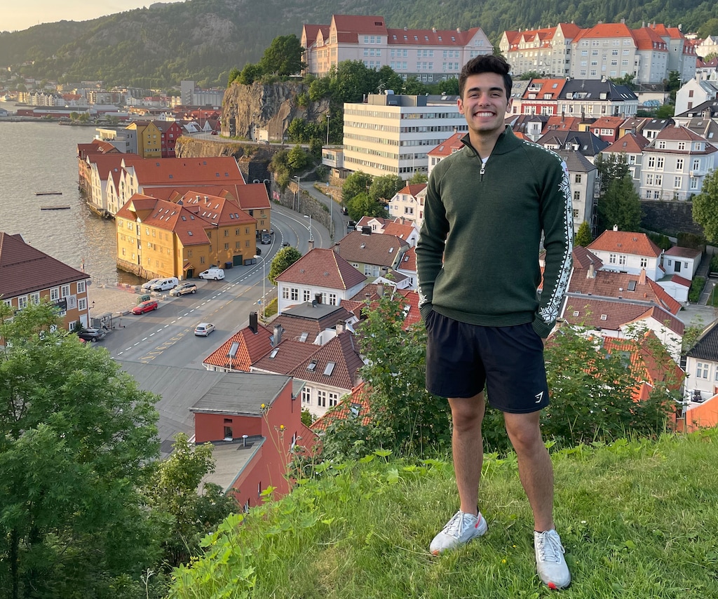 (Dylan Eubank) Dylan Eubank, a new Salt Lake Tribune religion reporter, hikes at an overpass in Bergen, Norway.