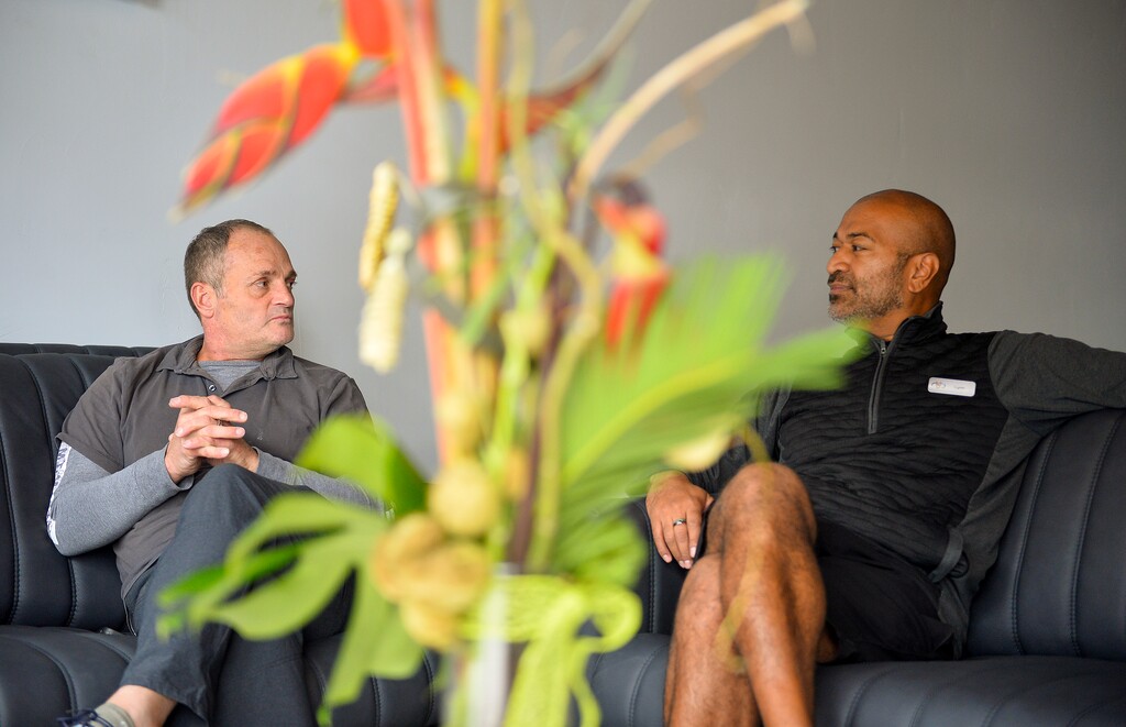 (Chris Samuels | The Salt Lake Tribune) Verse owner Michael Repp, left, and bar manager Lynn Katoa are interviewed ahead of the opening of the LGBTQ+ bar in Salt Lake City, Friday, Nov. 4, 2022.