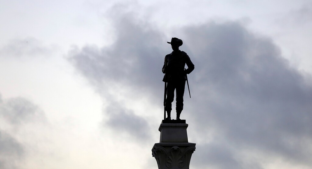 In this Monday, Aug. 21, 2017, photo, a Confederate Soldier Statue stands tall on the Texas Brigade monument on the east side of the Texas State Capitol in Austin, Texas. The Civil War lessons taught to American students often depend on where the classroom is, with schools presenting accounts of the conflict that vary from state to state and even district to district. (AP Photo/Eric Gay)