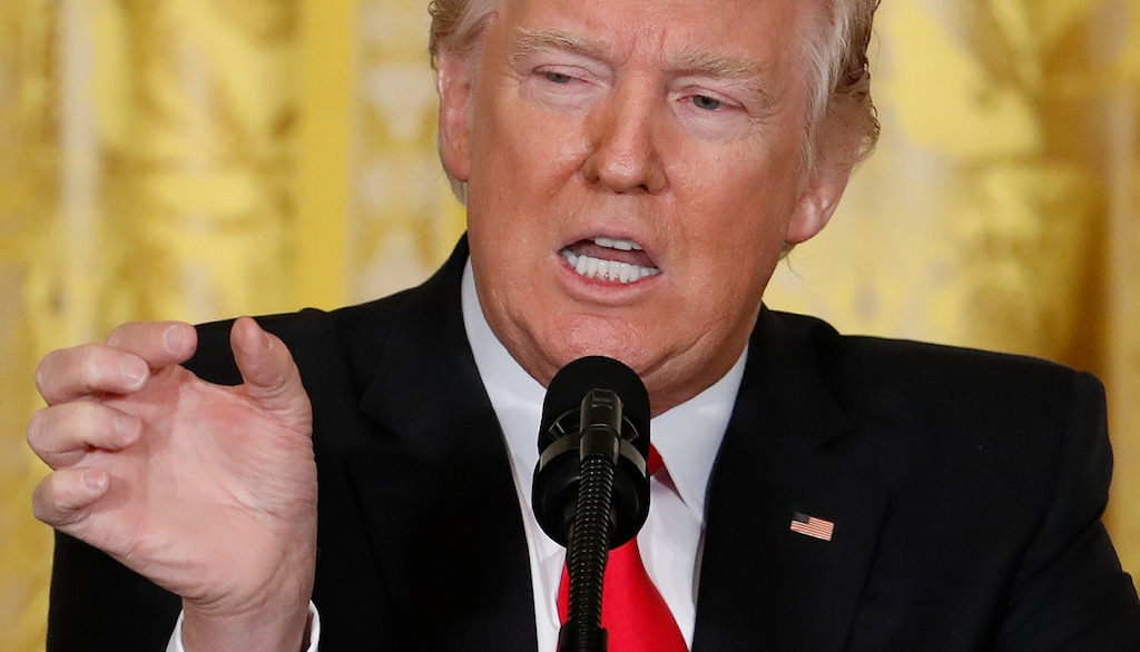 President Donald Trump speaks during a news conference, Thursday, Feb. 16, 2017, in the East Room of the White House in Washington. (AP Photo/Pablo Martinez Monsivais)