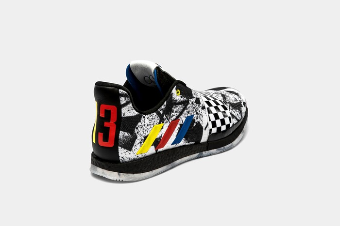 This undated image provided by Adidas shows the shoe that Houston Rockets' James Harden will wear during the 68th NBA All-Star basketball game in Charlotte, N.C., on Sunday, Feb. 17, 2019. (Adidas via AP)