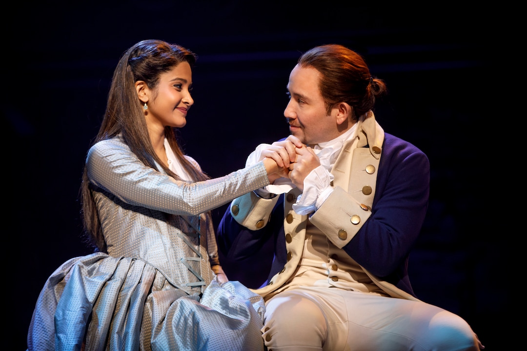 Hamilton
(Courtesy photograph by Joan Marcus) Shoba Narayan as Eliza Hamilton with Joseph Morales as Alexander Hamilton in the second national cast of "Hamilton."