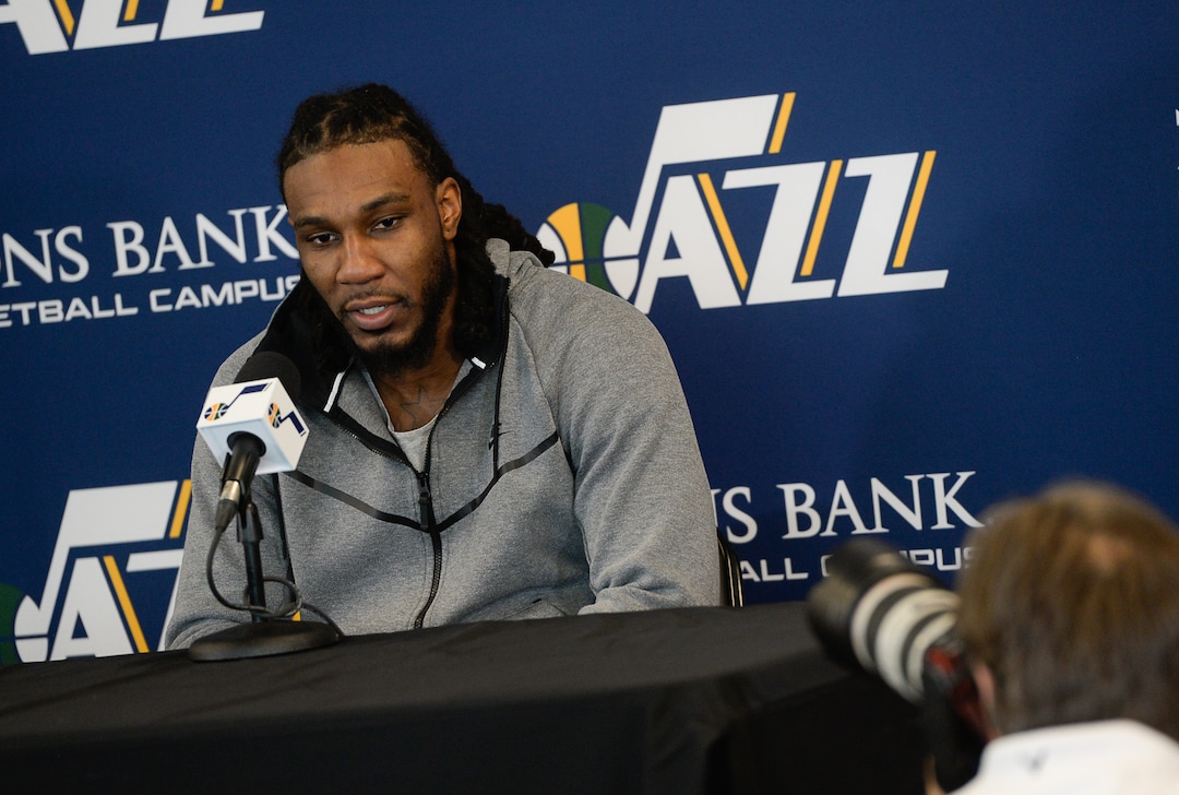 (Francisco Kjolseth  |  The Salt Lake Tribune)  Utah Jazz      forward Jae Crowder reflects on the season during exit interviews at their practice facility in Salt Lake City Wed., May 8, 2018, after losing to the Houston Rockets in game 5 of their Western Conference Semifinals during the 2018 NBA Playoffs.