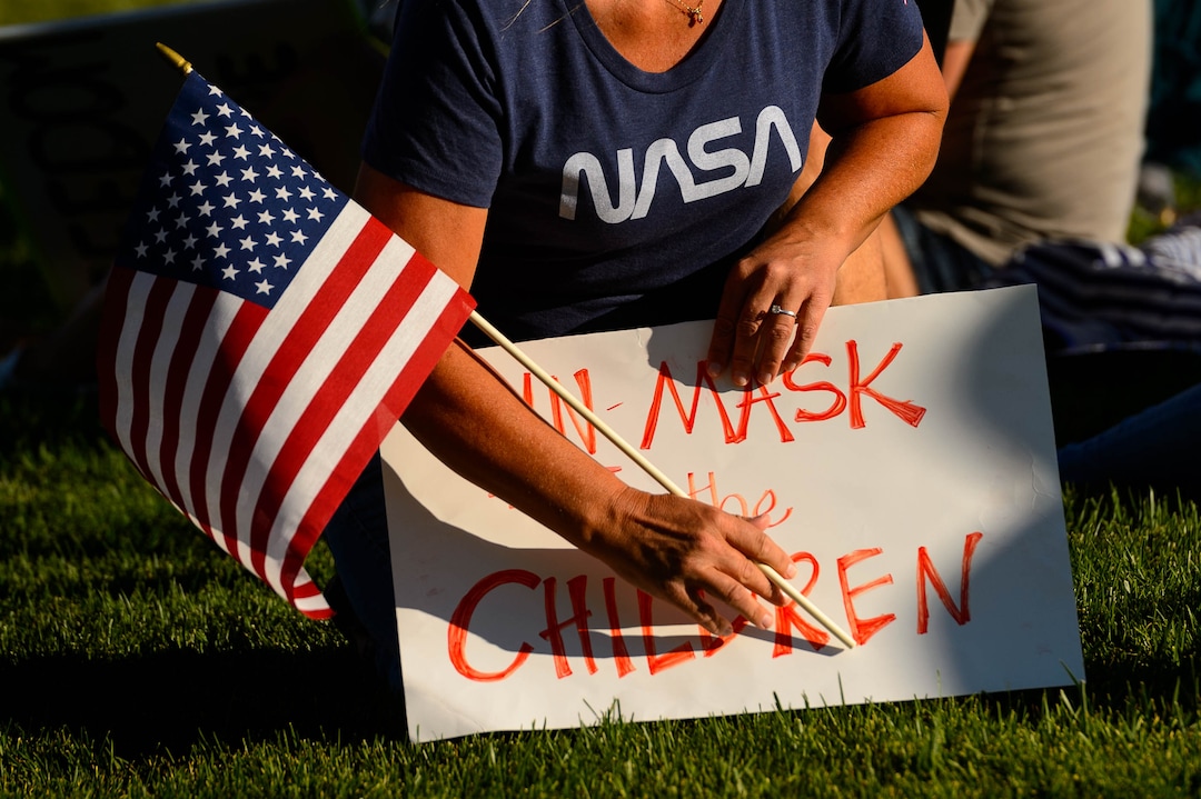 (Trent Nelson  |  The Salt Lake Tribune) A rally protesting government mask mandates at the State Capitol in Salt Lake City on Saturday, Sept. 5, 2020.