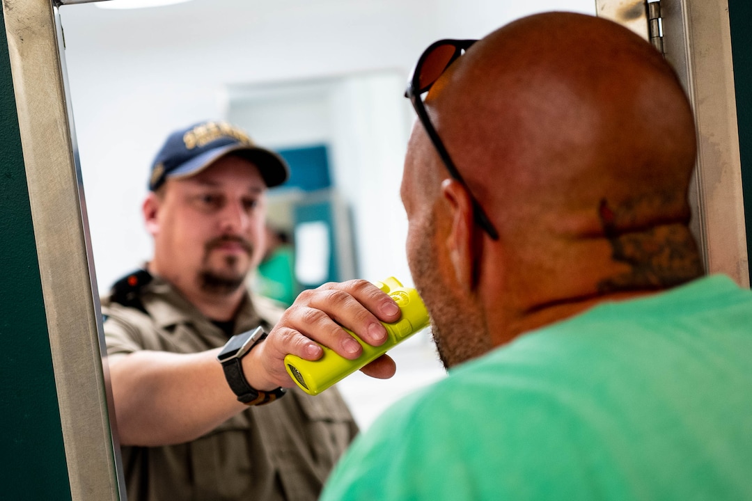 (Trent Nelson  |  The Salt Lake Tribune)  
Sergeant Dustin Anthon administers breath tests as part of Weber County's 24/7 Sobriety Program in Ogden on Thursday, Aug. 22, 2019.