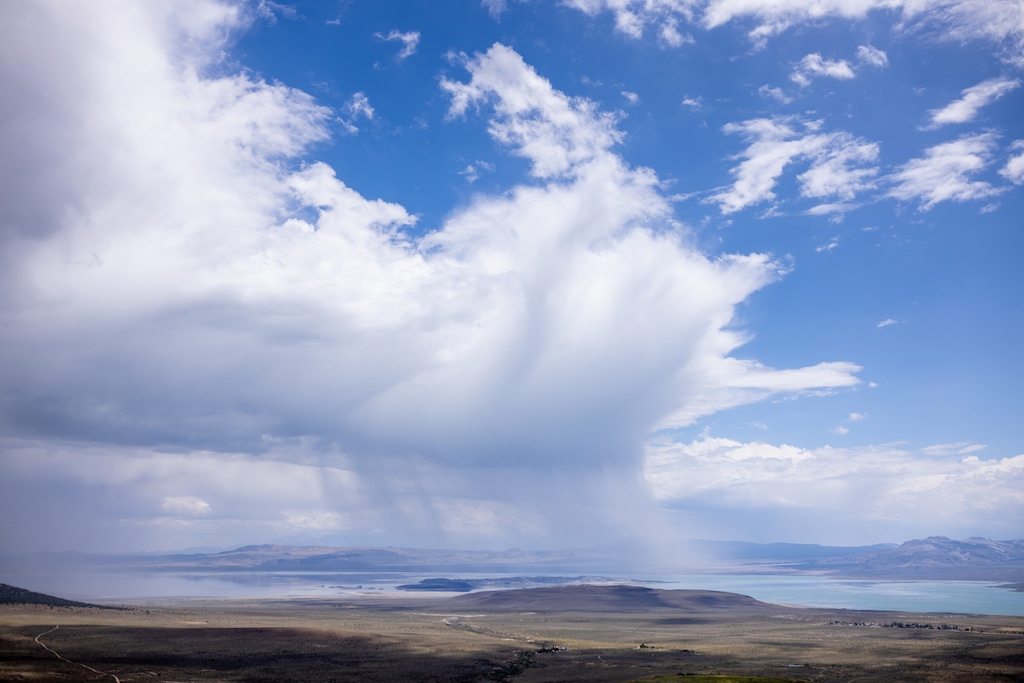(Spenser Heaps | Deseret News) A summer monsoon storm rolls over Mono Lake in Mono County, Calif., on Monday, Aug. 8, 2022.