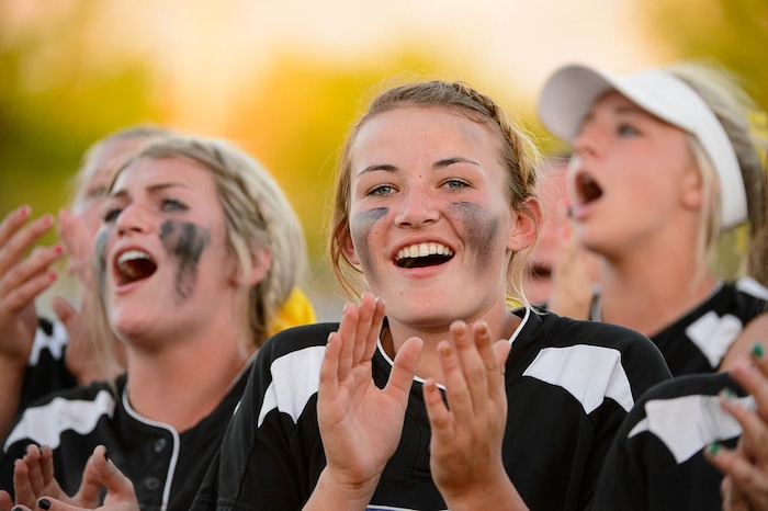 (Trent Nelson | The Salt Lake Tribune)  Box Elder beats Bountiful High School in the 5A Softball State Championship game, Thursday May 24, 2018. Box Elder's Nyah DeRyke (42) celebrates the win.