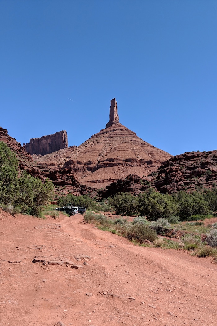 (Jeff Moore | The New York Times) A photo by Jeff Moore of the south face of Castleton Tower in Castle Valley, Utah. The natural rock formation taps into the earth’s natural vibrations, and pulsates at about the rate of a human heartbeat.