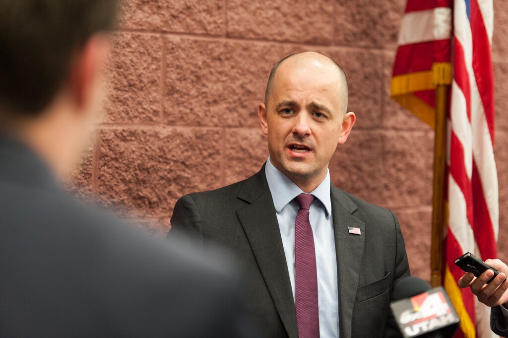 Independent presidential candidate Evan McMullin speaks at a rally in Draper, Friday, Oct  21, 2016 (Alex Gallivan/Special to the Tribune)