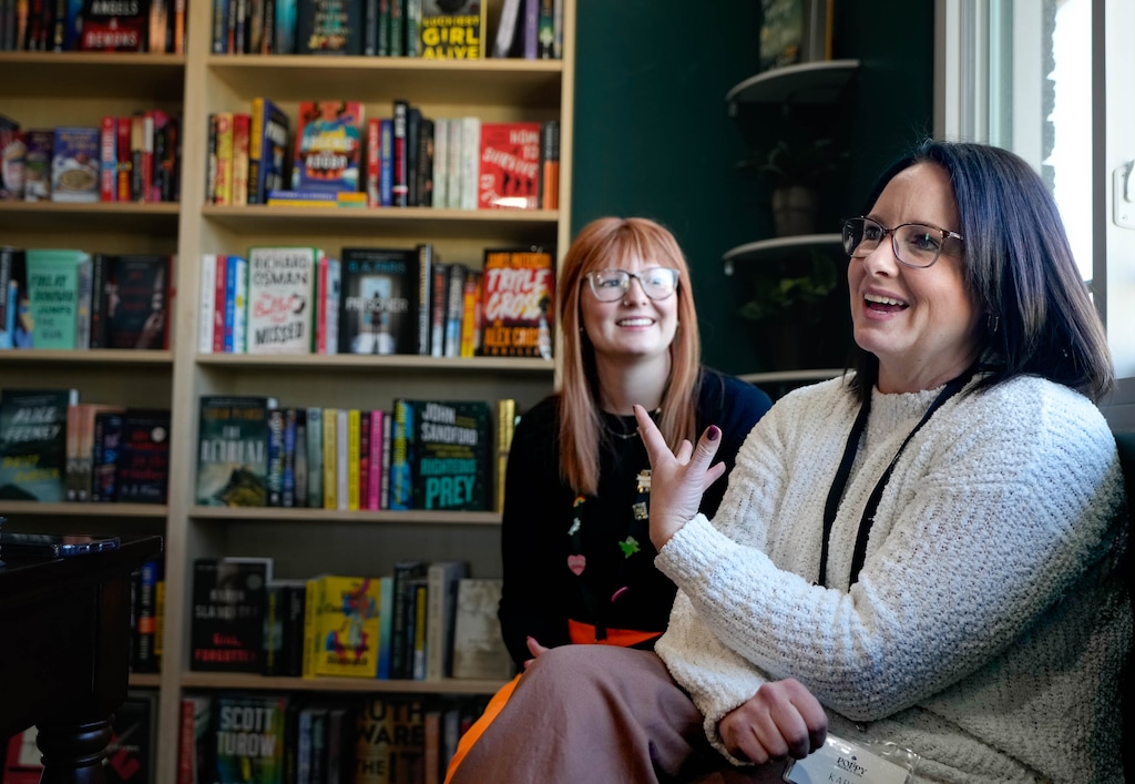 (Francisco Kjolseth | The Salt Lake Tribune) Poppy Bookstore & Gifts co-owners Whitney Gallegos and her mother Karin Smith, talk about their love of books and recently opening their store in Spanish Fork on Monday, Feb. 13, 2023.