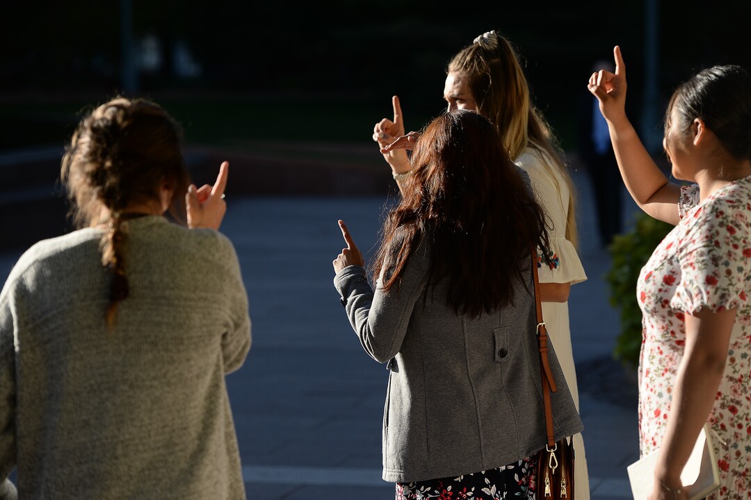 (Francisco Kjolseth  |  The Salt Lake Tribune)  People hope for tickets as they arrive for the Sunday session of the 189th twice-annual General Conference of The Church of Jesus Christ of Latter-day Saints at the Conference Center in Salt Lake City on Sunday, Oct. 6, 2019.