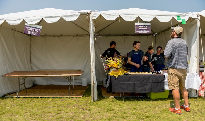 Leah Hogsten | The Salt Lake Tribune The Whiskey Street and WhiteHorse Spirits & Kitchen booth (left) was vacant after Matt Crandall, executive chef announced Saturday that the restaurants would not be participating in the annual Taste of the Wasatch food and wine event scheduled for Sunday at Solitude over concern that tens of thousands of dollars in proceeds are going to the host organization and its leader instead of being donated to Utahns Against Hunger.