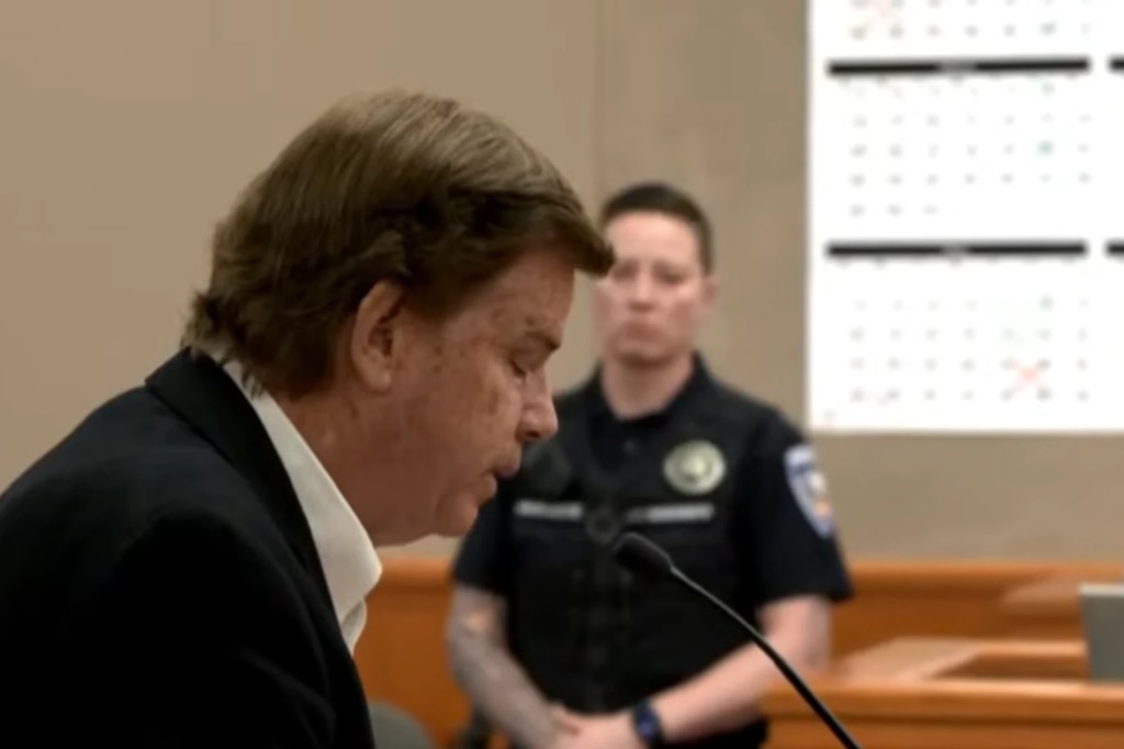 (Court TV Pool Feed) Greg Hall speaks during Kouri Richins' sentencing hearing May 13, 2026.