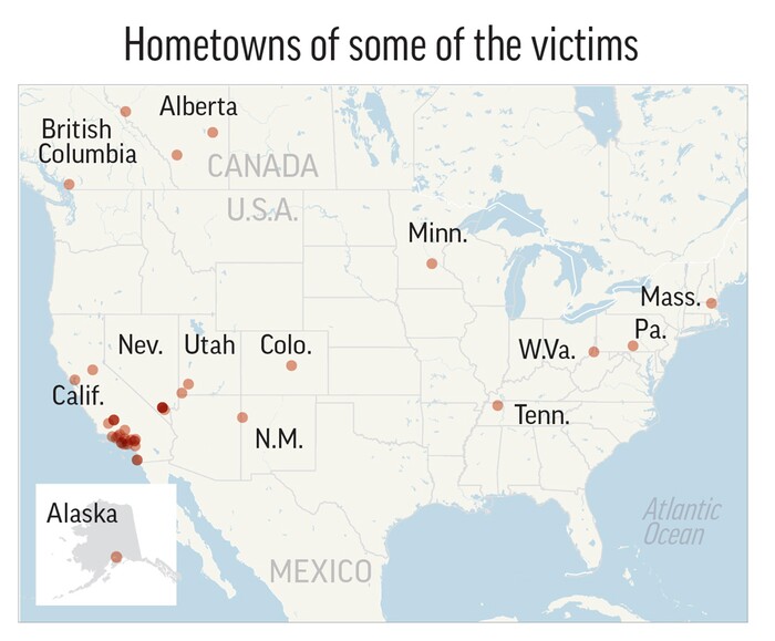 Those who died in Sundays shooting in Las Vegas came from communities throughout the U.S. and Canada.