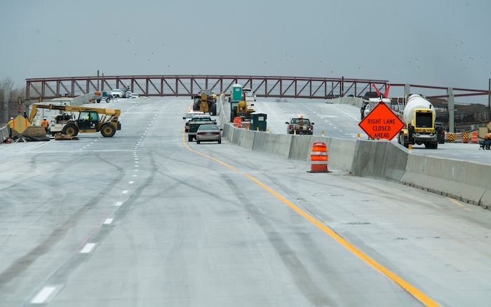 (Rick Egan  |  The Salt Lake Tribune)  The new bridge set to openon Saturday, 7000 So. Bangerter Highway. The Utah Department of Transportation (UDOT) will open several major construction projects this weekend in western Salt Lake County. Thursday, November 16, 2017.



