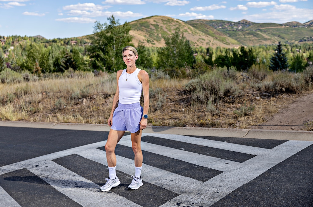 (Kim Raff | The New York Times) Keira D'Amato near her home in Park City, Utah on Tuesday, Aug. 19, 2025. Keira D’Amato retired from running at 24, but a decade later she was back and setting marathon records. A new memoir details her journey, which is still unfolding.