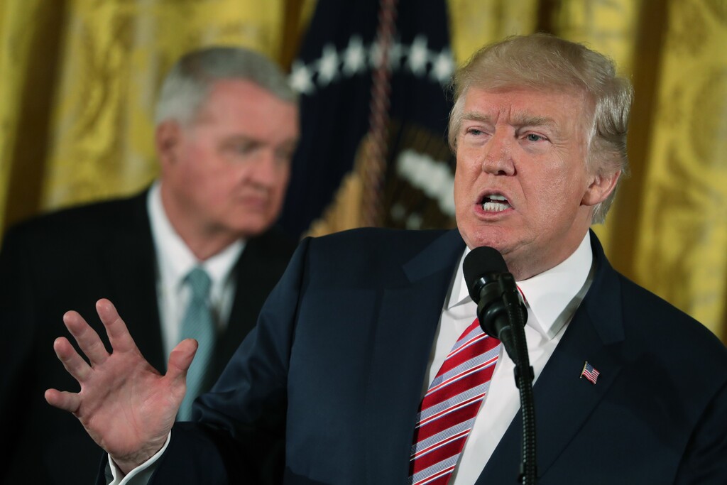 President Donald Trump speaks at a Air Traffic Control Reform Initiative announcement in the East Room at the White House, Monday, June 5, 2017, in Washington. (AP Photo/Andrew Harnik)