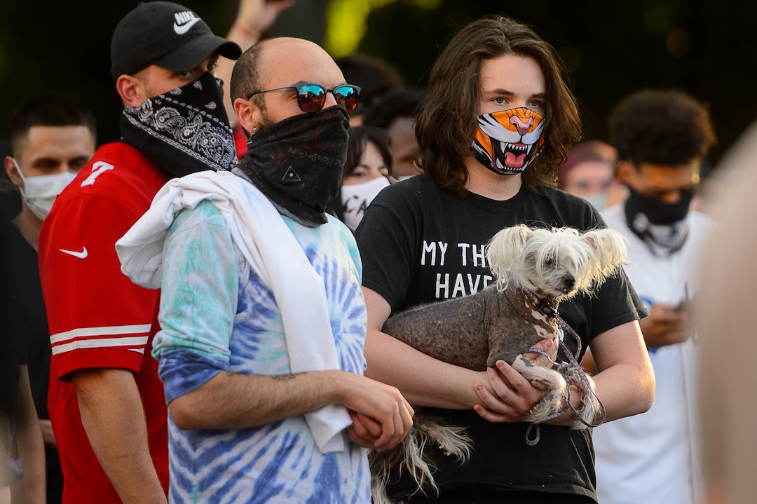 (Trent Nelson  |  The Salt Lake Tribune) Protesters march against police brutality in Salt Lake City on Tuesday, June 2, 2020.