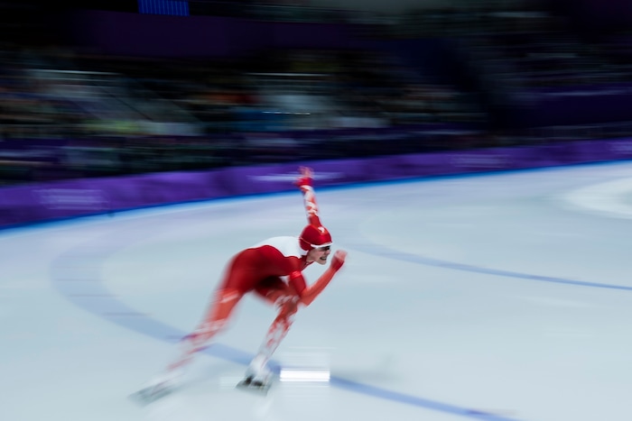 (Chris Detrick  |  The Salt Lake Tribune)  Poland's Kaja Ziomek competes during the Ladies' 500m at the Gangneung Oval during the Pyeongchang 2018 Winter Olympics Sunday, Feb. 18, 2018. Ziomek finished in 25th place with a time of 39.26. 