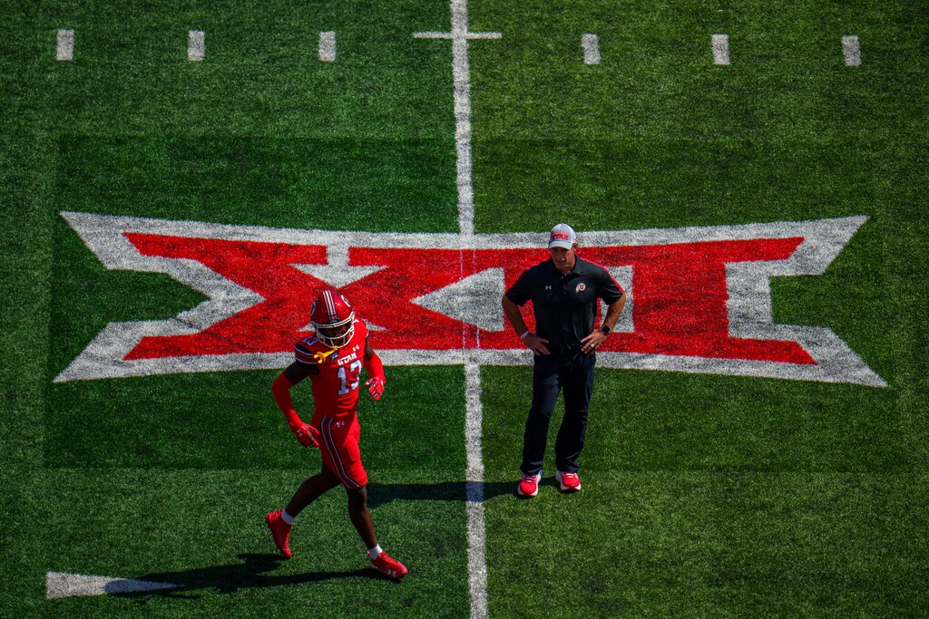 (Trent Nelson  |  The Salt Lake Tribune) The University of Utah football team prepares to play the Baylor Bears in Salt Lake City on Sept. 7, 2024.