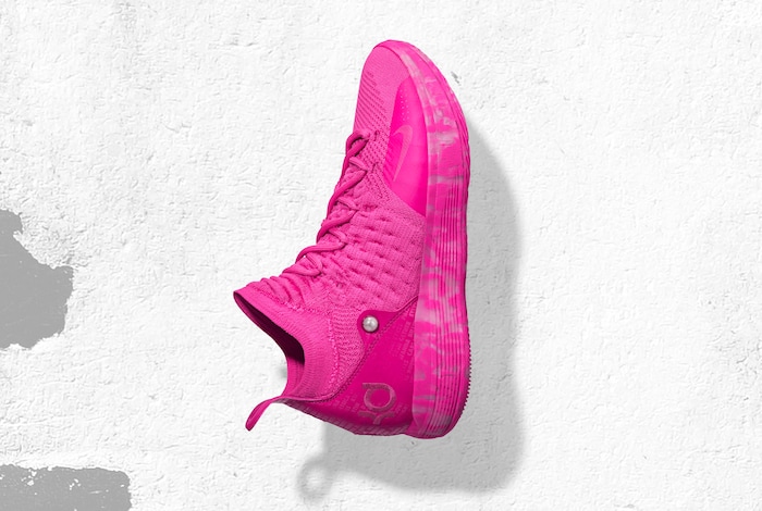 In this undated image provided by Nike, a shoe that Golden State Warriors Kevin Durant will wear for the NBA All-Star Game is shown. The 68th NBA All-Star Game will be played in Charlotte, N.C. on Feb. 17, 2019. (Nike via AP)