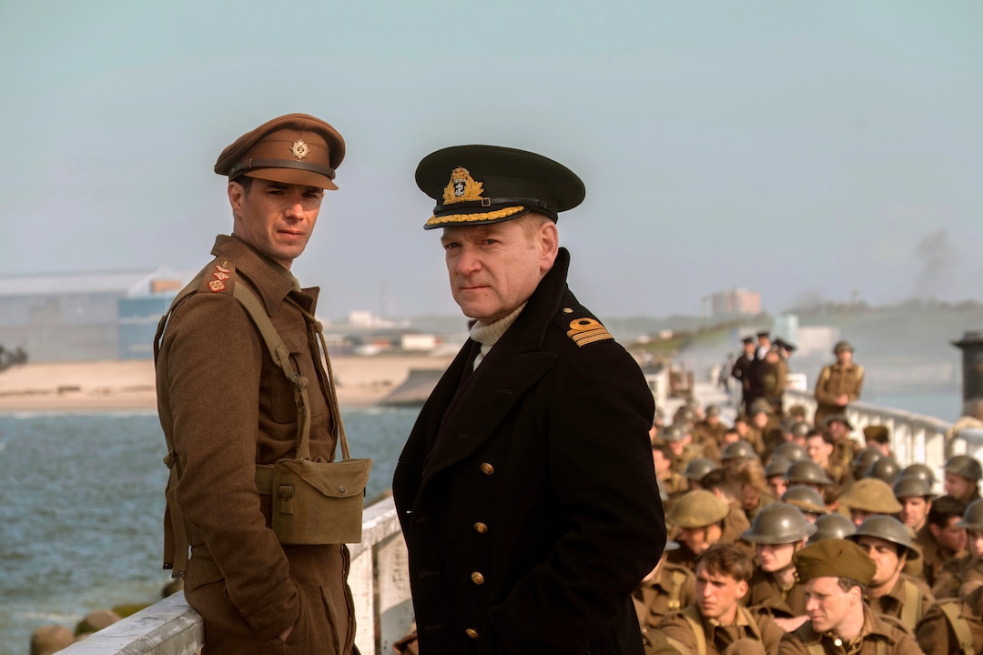This image released by Warner Bros. Pictures shows James D'Arcy, left, and Kenneth Branagh in a scene from "Dunkirk." The film was nominated for an Oscar for best picture on Tuesday, Jan. 23, 2018. The 90th Oscars will air live on ABC on Sunday, March 4. (Melissa Sue Gordon/Warner Bros. Pictures via AP)