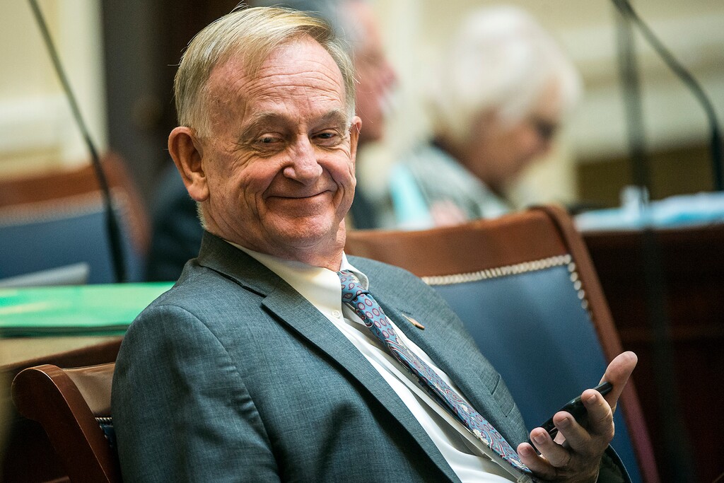 (Chris Detrick  |  The Salt Lake Tribune) Sen. Allen Christensen, R-North Ogden, during the morning session at the Utah State Capitol Wednesday February 4, 2015.