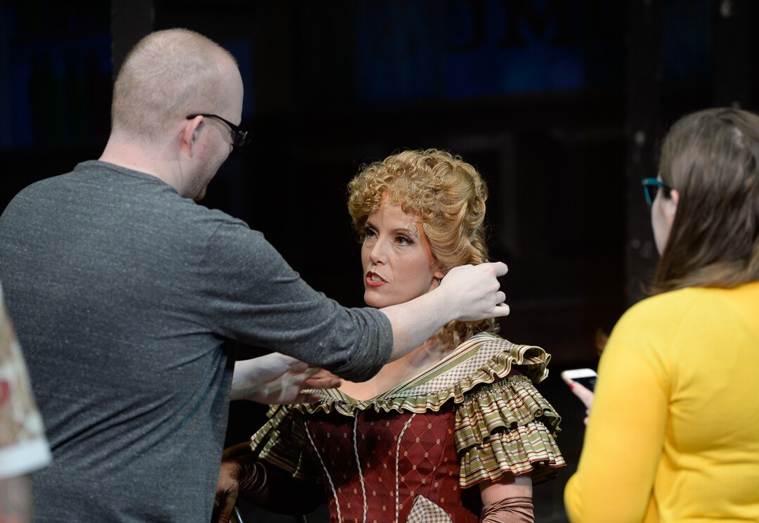 (Francisco Kjolseth  |  The Salt Lake Tribune)  Celena Shafer (Musetta) is attended to by hair and makeup artist Yancey Quick as Utah Opera's season opener, "La bohème," Puccini's popular tearjerker about starving artists in turn-of-the-century Paris, opens for five shows on Oct. 7, 2017.