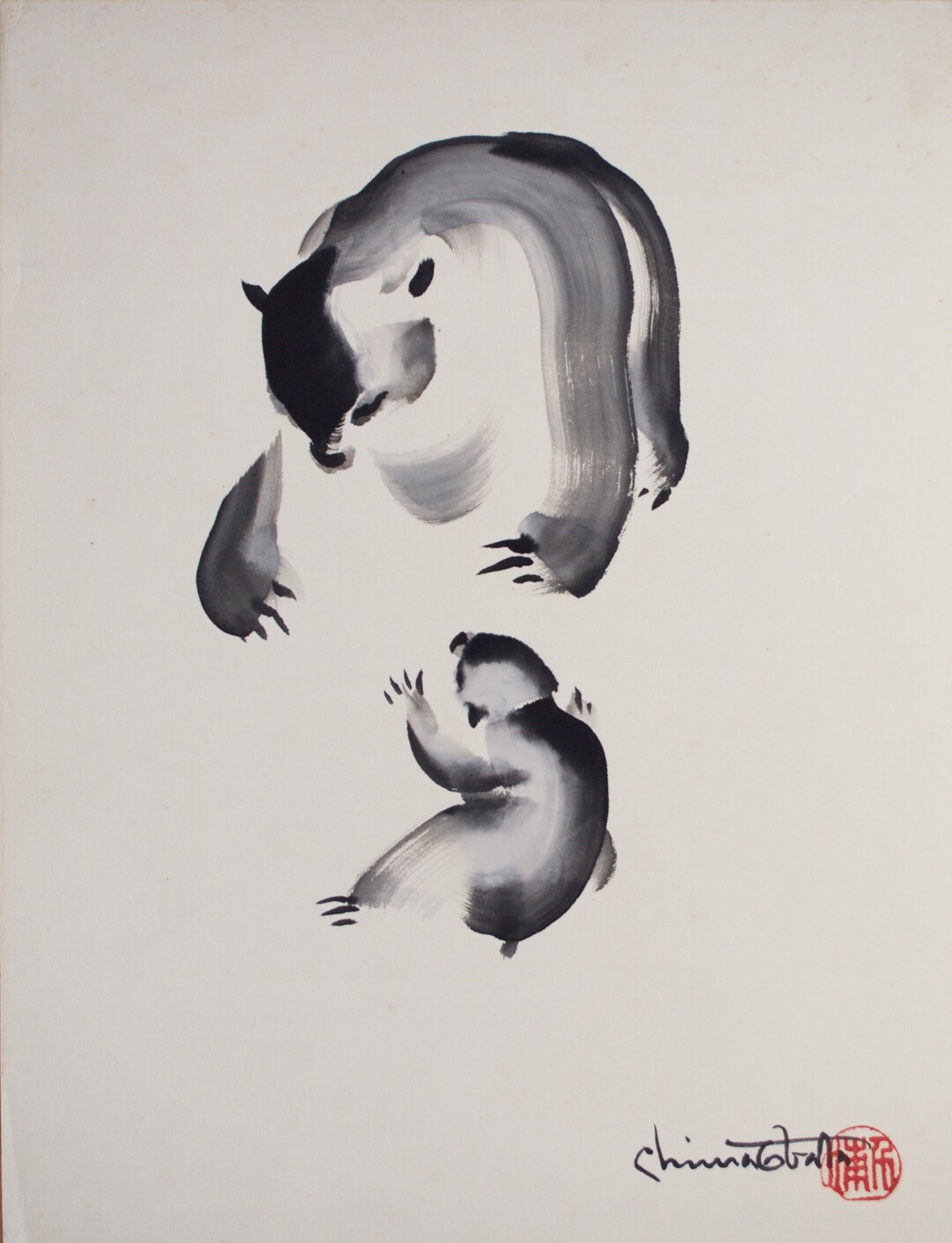 (Chiura Obata  |  courtesy Utah Museum of Fine Arts) "Untitled (Bears)," an ink-on-paper work, circa the 1930s, by Japanese-American artist Chiura Obata. Obata's work will be shown in a major touring retrospective, May 25-Sept. 8 at the Utah Museum of Fine Arts.