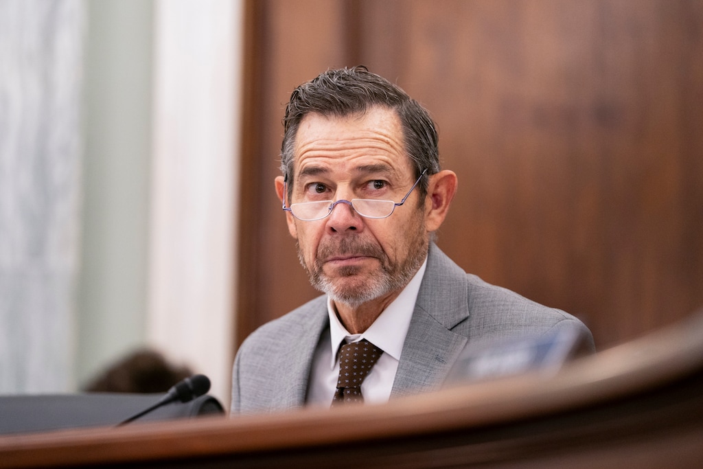 (Allison Robbert | The New York Times) Sen. John Curtis, R-Utah, during a Senate Commerce, Science and Transportation Committee hearing on Wednesday, Aug. 5, 2026.