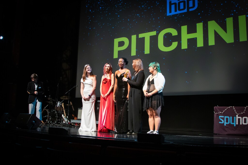 (Spy Hop) Students in the 2025 Spy Hop PitchNic cohort describe their projects to attendees of Spy Hop's annual fundraising gala, April 30, 2025. Spy Hop was one of the Utah arts organizations to have their National Endowment for the Arts grant money withdrawn by the Trump administration.