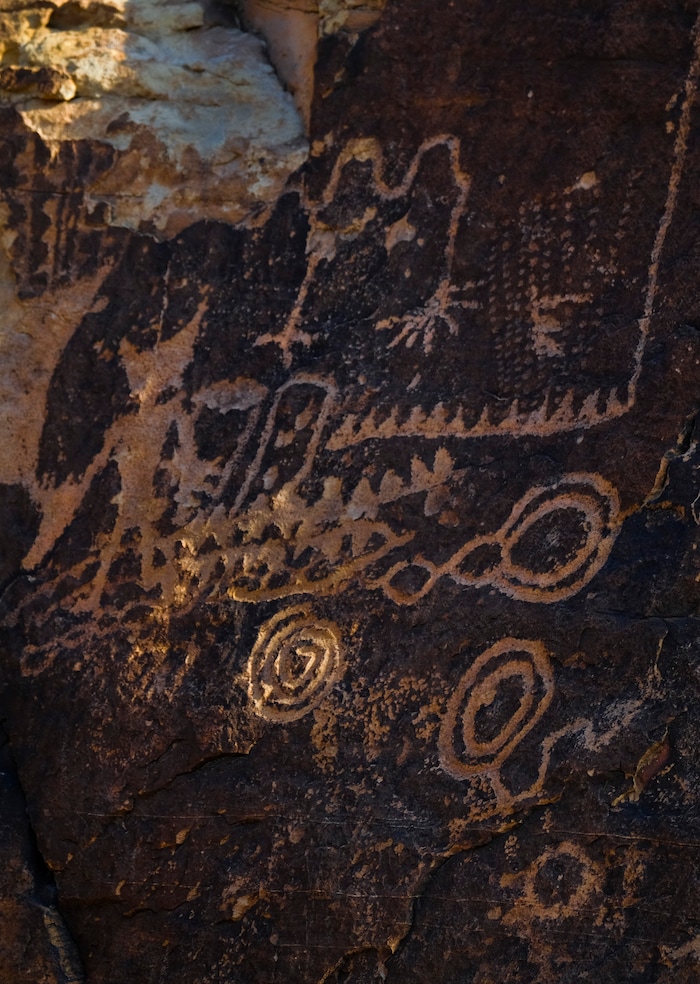 (Leah Hogsten | The Salt Lake Tribune) According to the Bureau of Land Management, the Gap is believed to have the most concentrated collections of petroglyphs with over 90 panels featuring some 1,500 figures, possibly dating back 5,000 years. Although there are multiple theories about the petroglyphs intent, their true meaning remains a mystery.