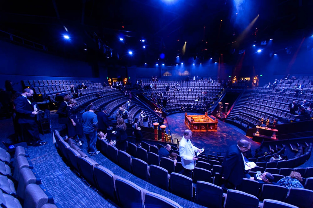 (Trent Nelson | The Salt Lake Tribune)  Patrons file in to the Centre Stage at Sandy's Hale Centre Theatre for a performance of Elton John and Tim Rice's Aida, Thursday November 16, 2017.i
