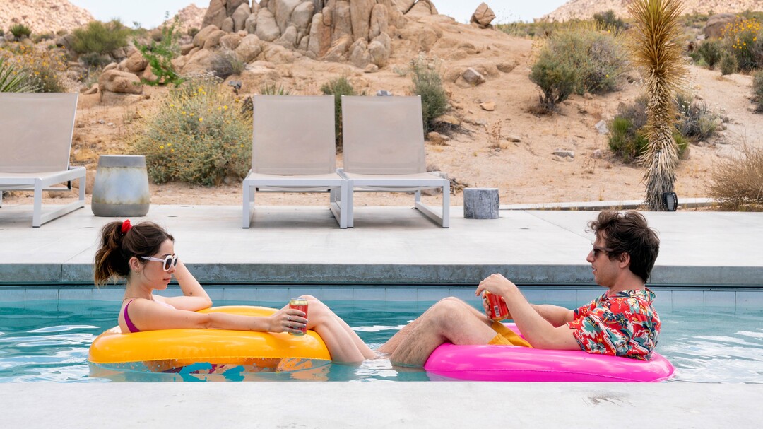 (Chris Willard  |  courtesy of Sundance Institute) Cristin Milioti, left, and Andy Samberg star in "Palm Springs," directed by Max Barbakow, an official selection of the U.S. Dramatic Competition at the 2020 Sundance Film Festival.