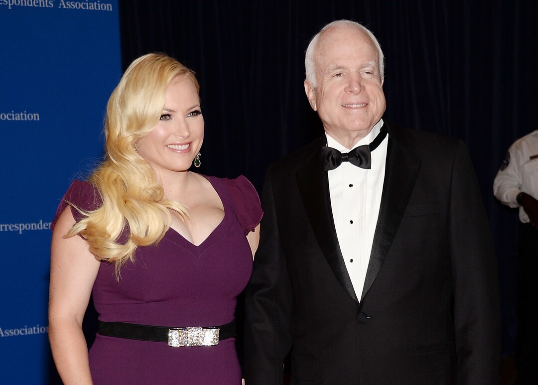 FILE - In this May 3, 2014 file photo, Meghan McCain, and Sen. John McCain attend the White House Correspondents' Association Dinner in Washington. Meghan McCain says that President Trump’s reference at a conservative conference last week to her father’s vote on a health care bill was "incredibly hurtful." She said she was naive to believe, after talking to president last year, that attacks on her father would end. Meghan McCain spoke on "The View," where she appeared with her mother Cindy. (Photo by Evan Agostini/Invision/AP, File)