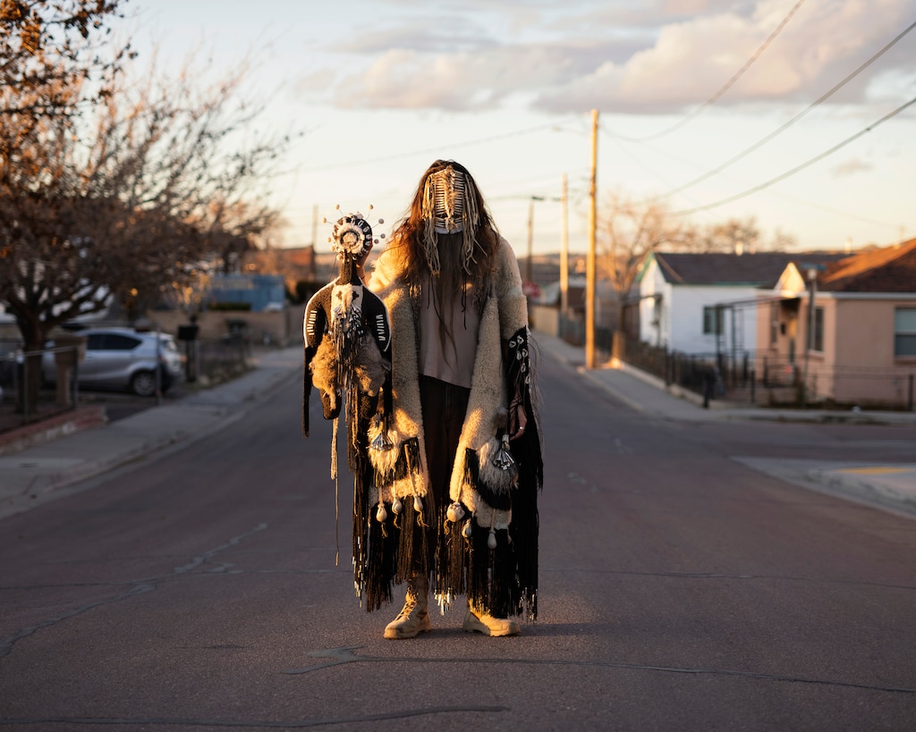 (Adam Ferguson | The New York Times) Eric-Paul Riege, whose art has appeared in galleries and collections around the country, in Gallup, N.M., Nov. 27, 2020. Paid projects have dried up so he's been working shifts at a local diner. The coronavirus has disfigured Gallup, a small New Mexico town near Native American reservations, that is now one of the hardest hit places in the country.