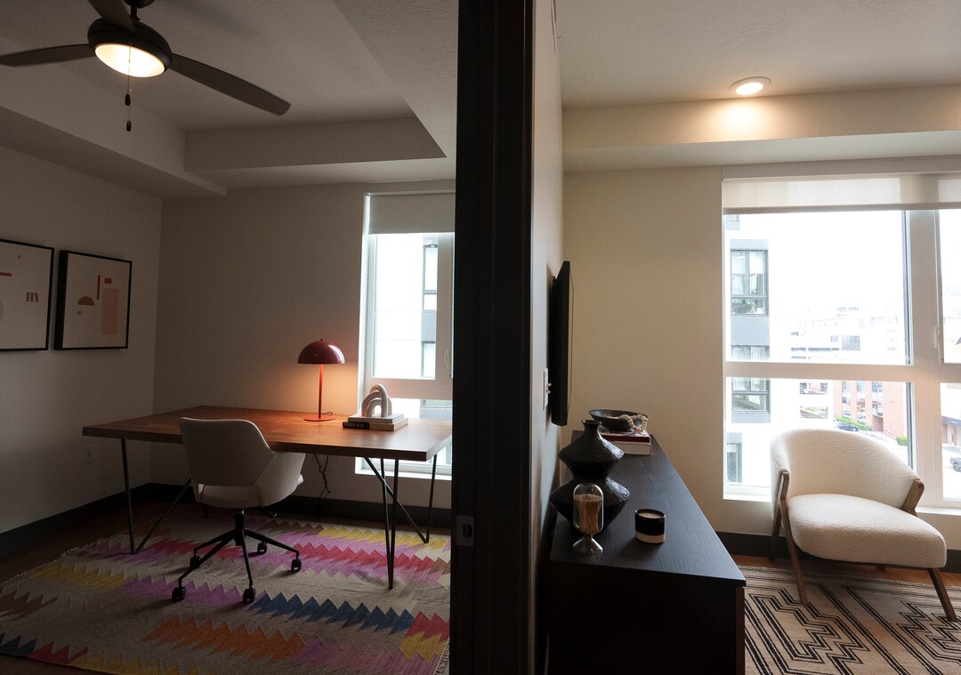 (Leah Hogsten | The Salt Lake Tribune) A two-bedroom, two-bath unit in The Aster, a new complex at 255 S. State, which offers 190 residential and mixed-income units, open-air spaces and community gathering spaces, May 2, 2023.
